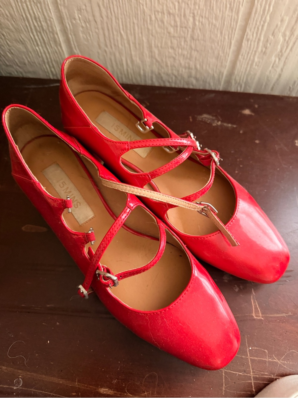 Women’s Red Patent Mary Jane Low Heel Pumps - Picture 2 of 2